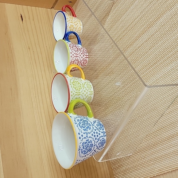 Pier 1 Other - Pier 1 Imports Hand Painted Stoneware Measuring Cups Set Of 4 Nesting